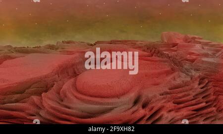 Mars-Landschaft, Science-Fiction-Illustration Stockfoto