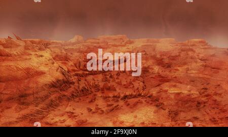 Mars-Landschaft, Science-Fiction-Illustration Stockfoto