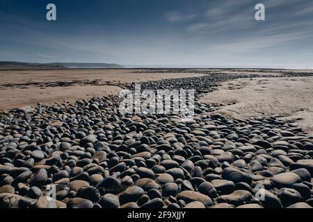 Muster im Sand bei Westward Ho! Strand in North Devon, Großbritannien Stockfoto