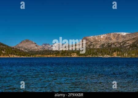 Island Lake im Shoshone National Forest entlang des Beartooth Highway, Wyoming, USA Stockfoto