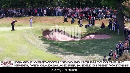 Nick Faldo auf dem 2. Green Golf PGA Wentworth Stockfoto