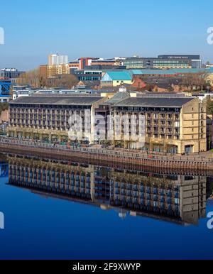 Newcastle Quayside am frühen Morgen, Newcastle upon Tyne, England, Vereinigtes Königreich Stockfoto