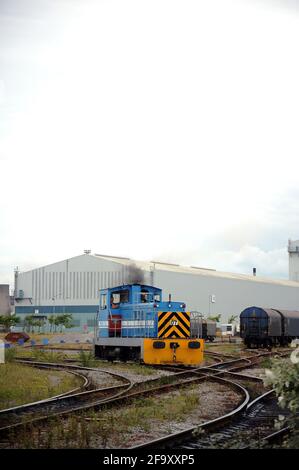 Tata Steel Lokomotive Nr. 7 im Port Talbot Stahlwerk. Stockfoto