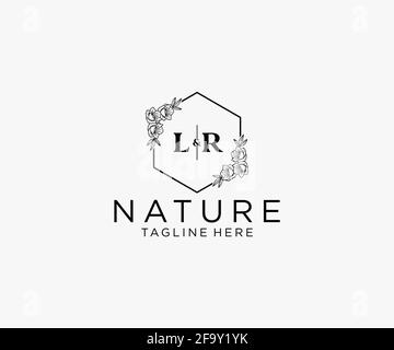 LR Letters Botanical Feminine Logo Vorlage floral, editierbar vorgefertigte Monoline Logo geeignet, Luxus feminine Hochzeit Branding, Corporate. Stock Vektor