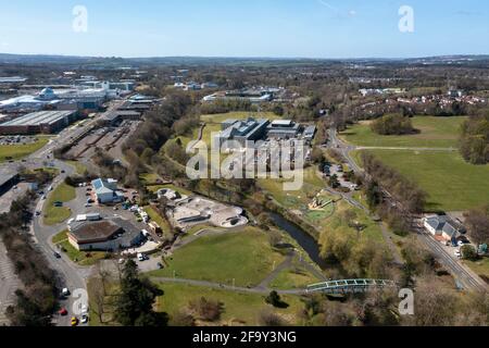 Luftaufnahme des Stadtzentrums von Livingston, West Lothian, Schottland, Großbritannien Stockfoto