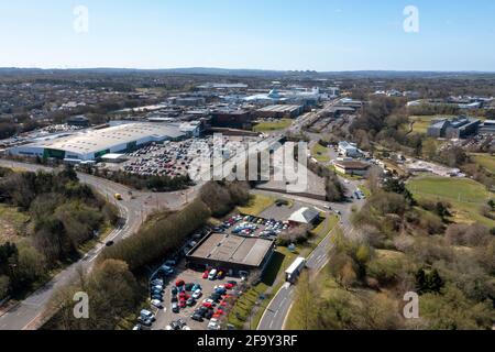 Luftaufnahme des Stadtzentrums von Livingston, West Lothian, Schottland, Großbritannien Stockfoto