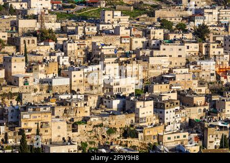 Arabisches Viertel am Hang in Jerusalem, Israel. Stockfoto