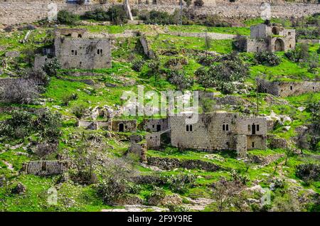 Lifta, Jerusalem, Israel ist ein verlassenes Ruinendorf. Stockfoto