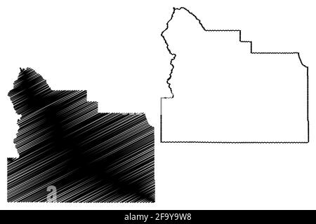 Yakima County, State of Washington (US County, Vereinigte Staaten von Amerika, USA, US, US) Karte Vektor Illustration, scribble Skizze Yakima Karte Stock Vektor