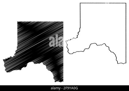 Whitman County, State of Washington (US County, Vereinigte Staaten von Amerika, USA, US, US) Karte Vektor Illustration, scribble Skizze Whitman Karte Stock Vektor