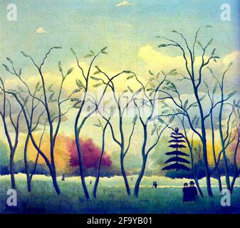 Henri Rousseau Kunstwerk mit dem Titel Blick auf den Bois de Vincennes, Paris. Stockfoto