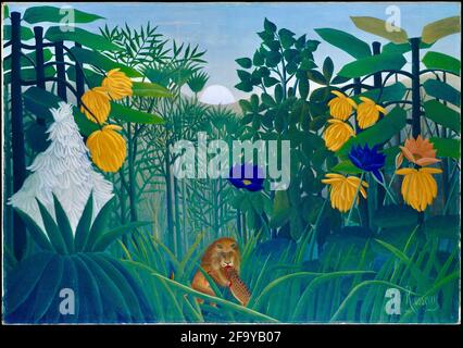 Henri Rousseau Kunstwerk mit dem Titel die Neufassung des Löwen Stockfoto