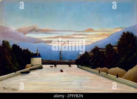 Henri Rousseau Kunstwerk mit dem Titel Eiffelturm. Stockfoto