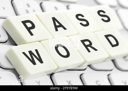 Kennwortaufkleber und PC-Tastatur Stockfoto