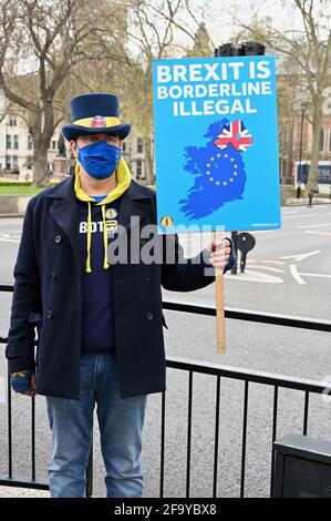 London, Großbritannien. April 2021. SODEM setzt ihre Anti-Brexit-Proteste fort. Parliament Square, Westminster, London. UK Credit: michael melia/Alamy Live News Stockfoto