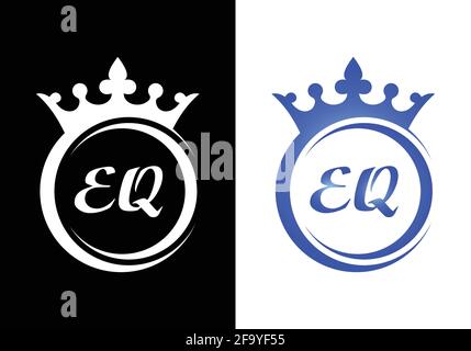 König Krone Buchstabe Alphabet E Q für Firmenlogo Symbol-Design. Stock Vektor