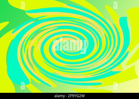 Tropische Blume Wirbel abstrakte Form Overlay grün gelb Gradienten Ausschnitt Abbildung Stockfoto