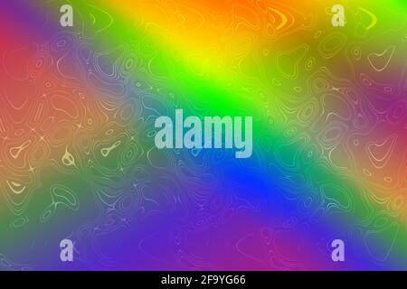 Funky Regenbogen Gradient Overlay mit Wellenwasser Formen und irisierend Effekt Stockfoto