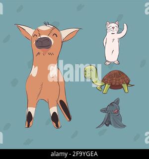 Niedliche Ziege und Tiere Cartoons