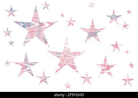 Party-Star-Formen überlagern Wellenmuster über der amerikanischen Flagge Illustration Grafik Stockfoto