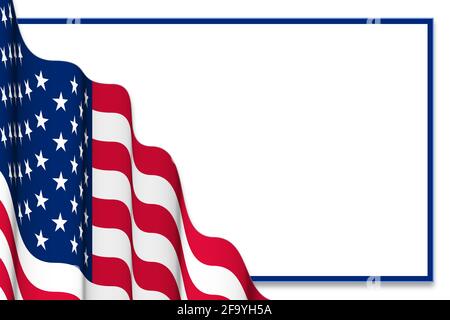 Schwenken amerikanische Flagge Grenze Hintergrund Präsentation Illustration Grafik Folie Stockfoto