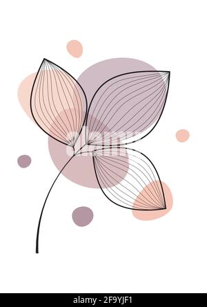 Abstrahieren Sie eine Linie Kunstblatt. Botanische Drucke boho Vektor-Set für Wandkunst . Böhmischer Stil mit Linienkunst. Minimalistische abstrakte Pflanzen Zweig Kunst Stock Vektor