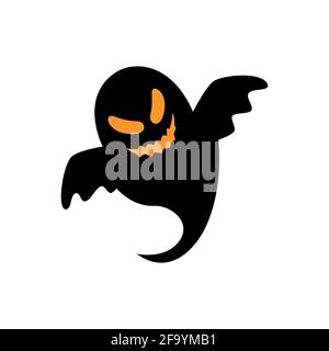Fliegender Geistergeist. Frohe Halloween. Gruselige Geister. Niedliche Cartoon gruseligen Charakter. Flaches Design. Vektorgrafik. Stock Vektor