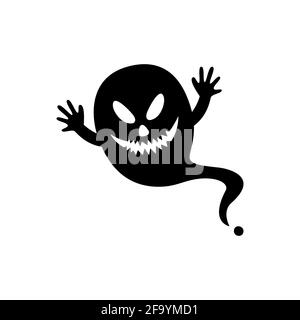 Fliegender Geistergeist. Frohe Halloween. Gruselige Geister. Niedliche Cartoon gruseligen Charakter. Flaches Design. Vektorgrafik. Stock Vektor