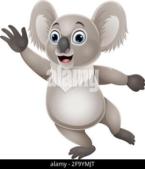 Cartoon lustige koala winkende Hand Stock Vektor