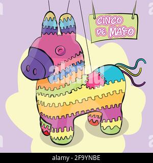 Isoalted Esel mexikanische Pinata. Cinco de Mayo Poster - Vektor Stock Vektor