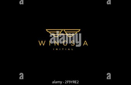 Wings Initial EIN Logo Vektor Design Stock Vektor