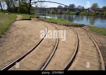 Military Narrow Gauge Railway, New Walk, neben dem Fluss Ouse, York, North Yorkshire Stockfoto