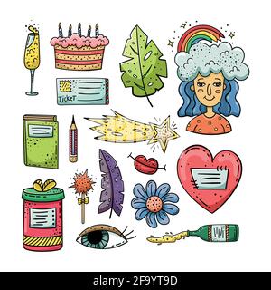 Handgezeichneter Vektor von Doodle-Illustrationen. Lifestyle-Kritzeln. Stock Vektor