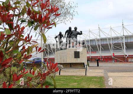 Die Statue von Sir Stanley Matthews vor dem Bet 365-Stadion Stockfoto