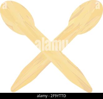 Eislöffel aus Holz, Sommer, Süßigkeiten, Milchprodukte Konzept, Vektor-Illustration Stock Vektor