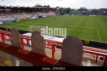 Aktenfoto vom 13/03/21 des St. James Park Stadions in Exeter City in Exeter. League Two Side Exeter haben ein Fan-Ownership-Modell, wobei der Exeter City Supporters' Trust eine Mehrheitsbeteiligung besitzt. Ausgabedatum: Mittwoch, 21. April 2021. Stockfoto