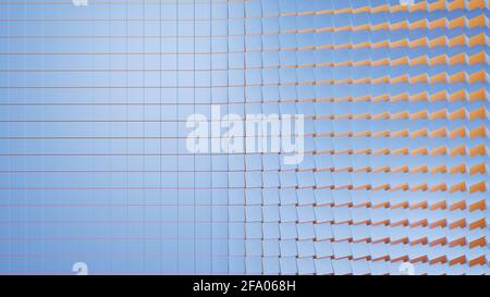 3D-Illustration. Mehrere Reihen von bunten Würfeln. Stockfoto