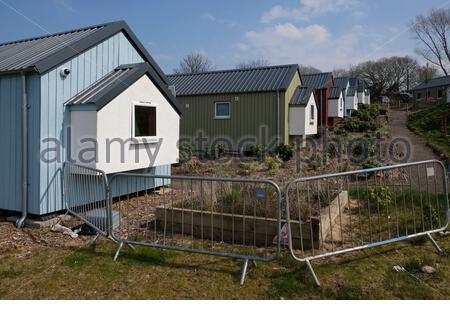 Die Unterkunft im Social Bite Village für Obdachlose in Granton, Edinburgh, Schottland Stockfoto