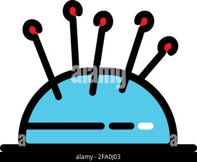 Symbol für Nadelkissen. Farbe Nadel Kissen Vektor-Logo in einfachen Stil isoliert auf weißem Hintergrund Stock Vektor
