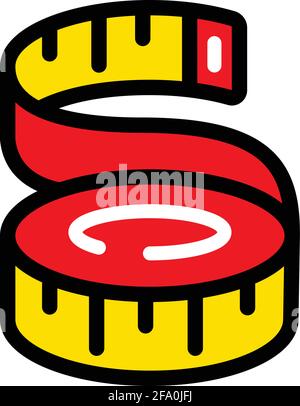 Einfaches Farbsymbol für Maßband. Vektorgrafik des Messgeräts auf weißem Hintergrund. Stock Vektor