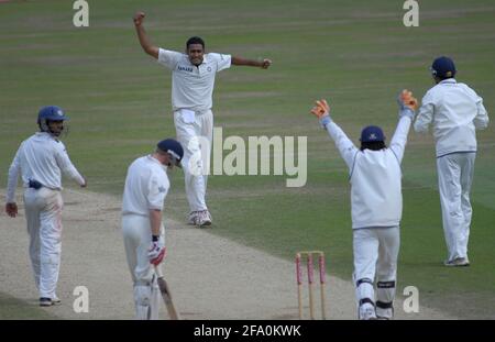 3. TEST ENGLAND V INDIEN AM OVAL. 5. TAG 13 /8/2007 KLINGELN AN KUNBLE.BILD DAVID ASHDOWN Stockfoto