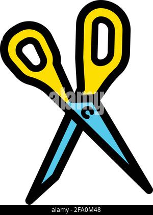 Schere Farbsymbol oder Logo in schlichtem Stil, isoliert auf weißem Hintergrund Stock Vektor