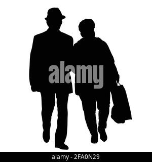 Senior paar Silhouette auf weißem Hintergrund, Vector Illustration Stock Vektor