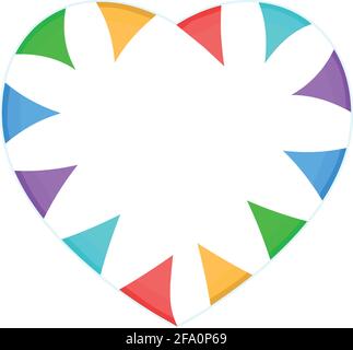 Der Herzrahmen besteht aus bunten Fahnen.Vektor-Illustration Stock Vektor