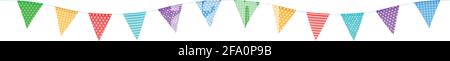 Bunte Fahnen Girlanden auf einem Seil isoliert auf einem transparenten Hintergrund.Vektorgrafik Stock Vektor
