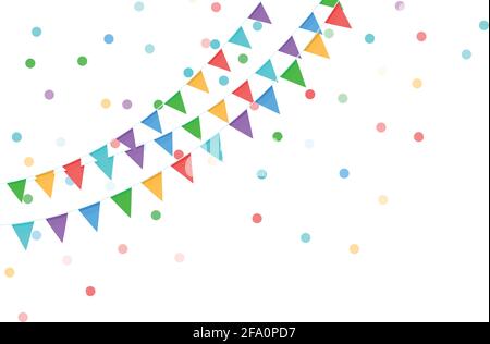 Bunte Fahnen Girlanden auf einem Seil isoliert auf einem transparenten Hintergrund.Bunte Konfetti.Vektor-Illustration Stock Vektor