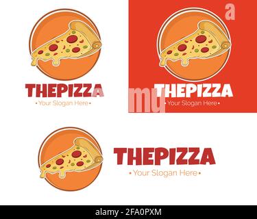 Illustration Vektor Design der Pizza Logo Vorlage für Ihre Unternehmen oder Unternehmen Stock Vektor