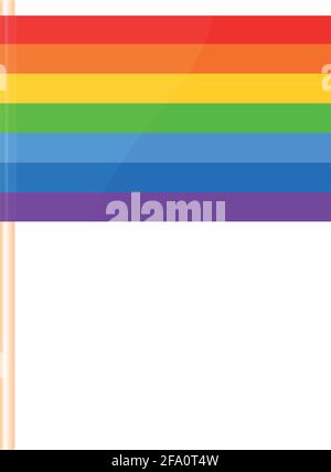 Eine farbige Fahne auf einem Fahnenmast. Sieben Farben des Regenbogens.. Vektorgrafik Stock Vektor
