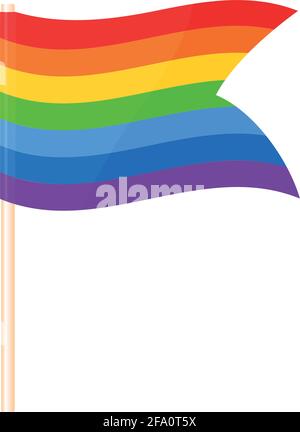 Eine farbige Fahne auf einem Fahnenmast. Sieben Farben des Regenbogens.. Vektorgrafik Stock Vektor