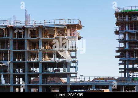Bau von Wohnkondominiumgebäuden Stockfoto